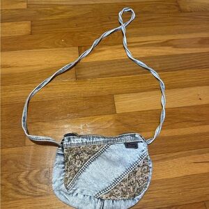 vintage 1980s shane denim floral mini crossbody purse